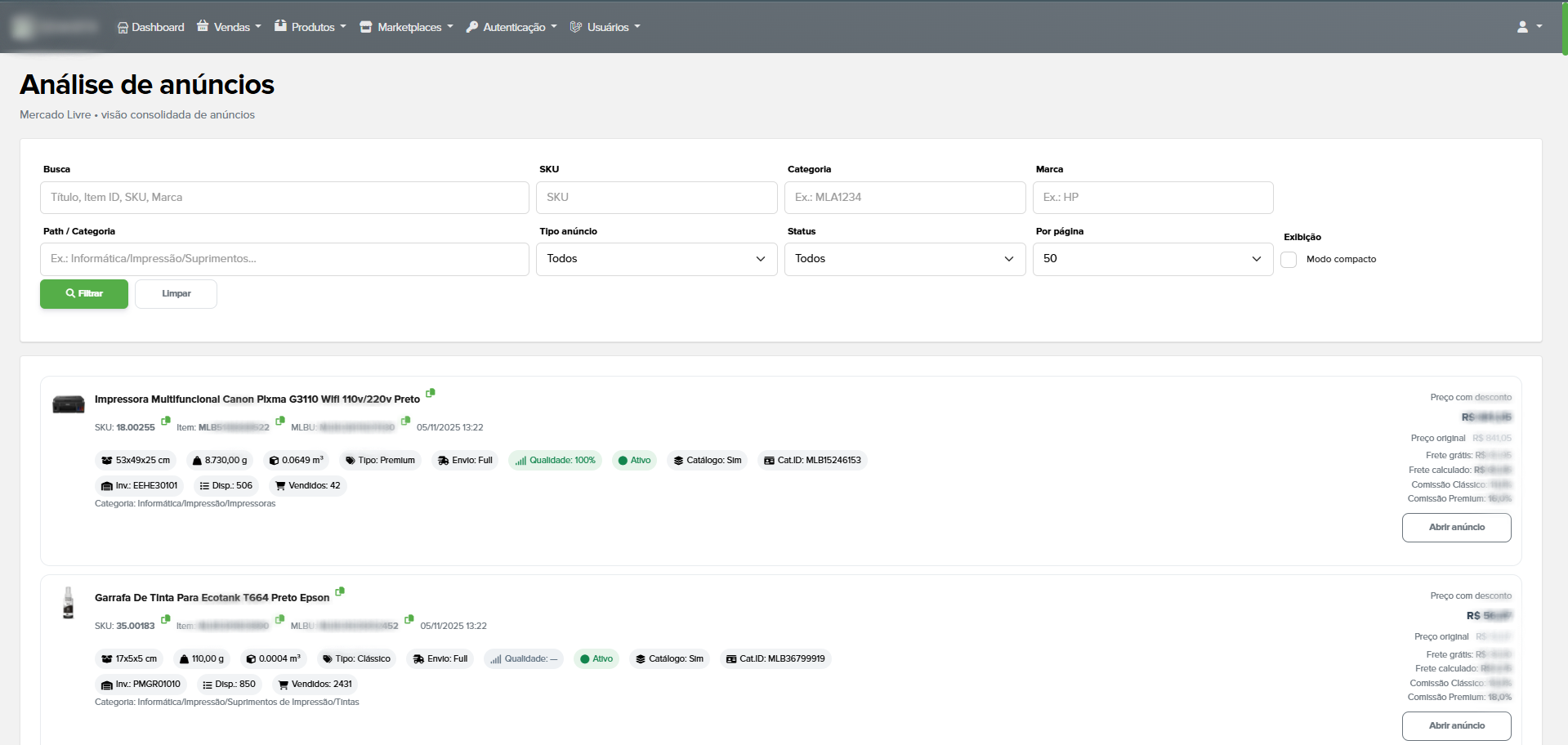 Dashboard Centraliza - Controle de Estoque